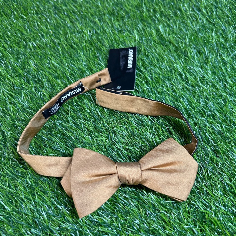 Murano Bow Tie Adjustable Formal Event Party Wedding Gold Mens NWT